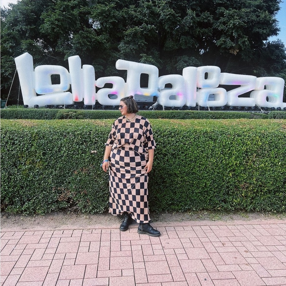 Dressed In LaLa Grunge Girl Plisse Set in Black + Chai Checkerboard (US 3X)
